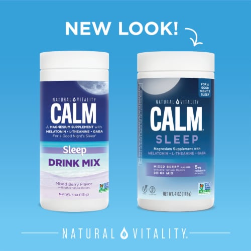 Natural Vitality CALM Mixed Berry Flavored Sleep Magnesium Supplement Drink Mix Perspective: back