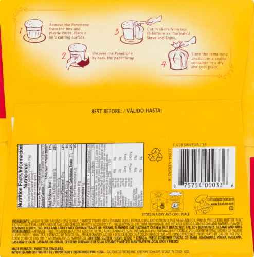 Bauducco® Original Panettone Specialty Cake with Raisins Perspective: back