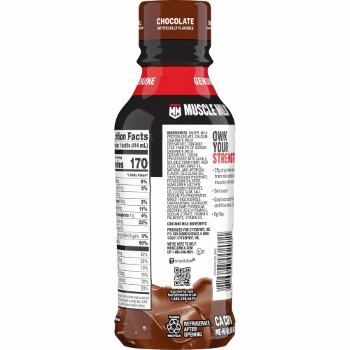 Muscle Milk Genuine Chocolate Non-Dairy Protein Shake Perspective: back