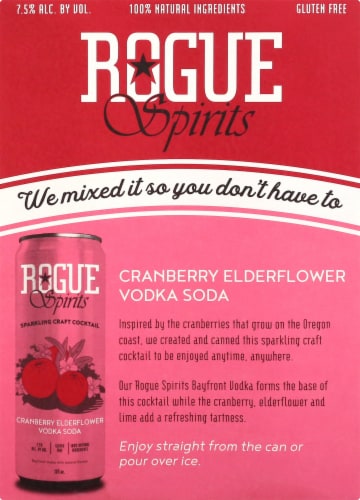Rogue Cranberry Elderflower Sparkling Craft Cocktail Vodka Soda Perspective: back