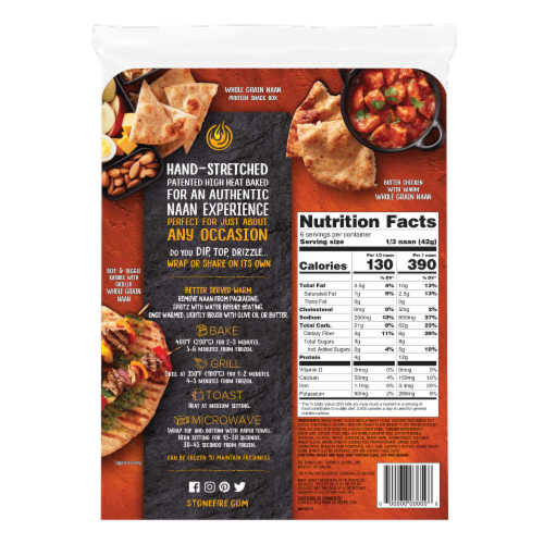 Stonefire® Naan Whole Grain Flatbread 2 Count Perspective: back