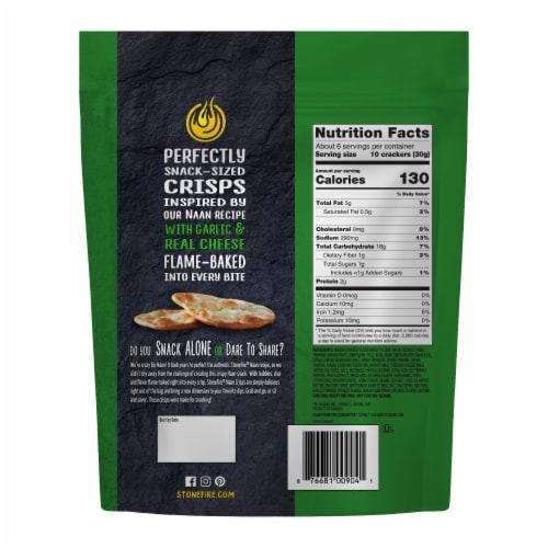 Stonefire Authentic Flatbread Garlic & Cheese Naan Crisps Perspective: back