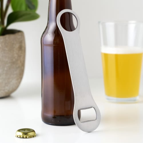 True Fabrications Stainless Steel Blade Bottle Opener Perspective: back