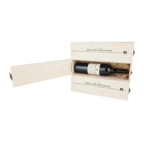Newlywed's Anniversary Wooden Wine Box by Twine® Perspective: back