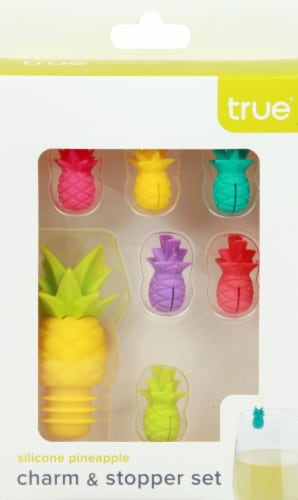 True Fabrications Tropic Silicone Pineapple Charms and Bottle Stopper Multi-Color Perspective: back
