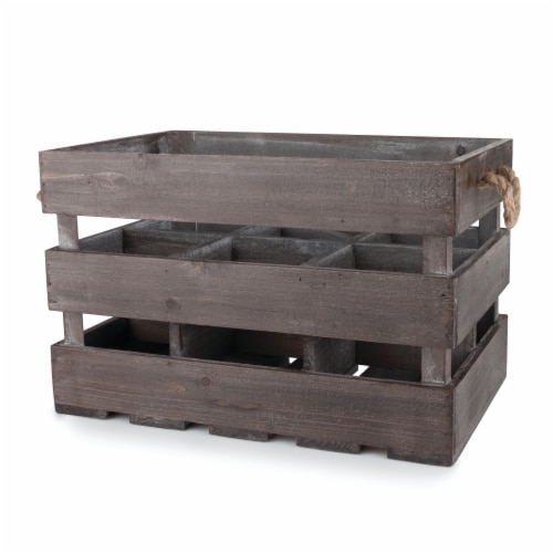 Wooden 6-Bottle Crate by Twine® Perspective: back