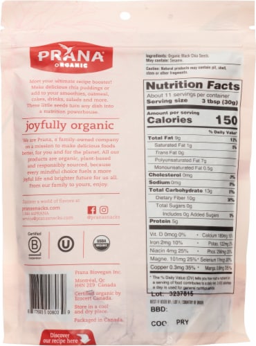Prana Organic Chia Whole Black Seeds Perspective: back