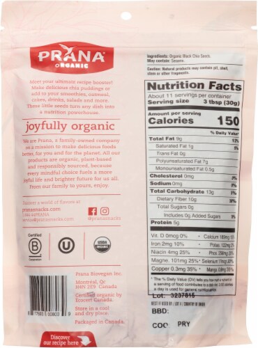 Prana Organic Chia Whole Black Seeds Perspective: back