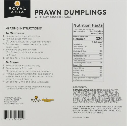 Royal Asia Prawn Dumplings With Soy Ginger Sauce Perspective: back