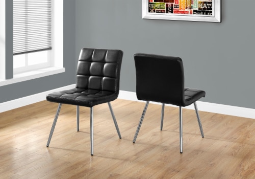 Black leather sales look dining chairs