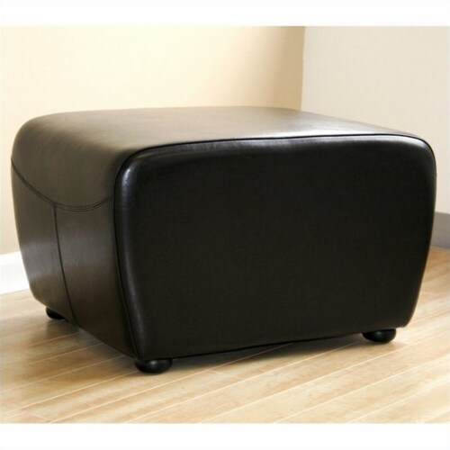 Baxton Studio Black Faux Leather Ottoman with Rounded Sides Baxton Studio Black Faux Leather Ottoman with Rounded Sides