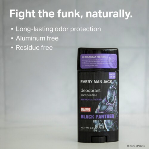 Every Man Jack Mens Deodorant Stick Marvel Black Panther Wakanda Herbs Aluminum-Free Perspective: back