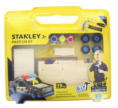 Stanley Jr. Police Car Large DIY Wood Building Kit Perspective: back