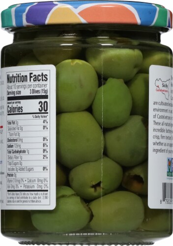 Bono Castelvetrano Sicilian Pitted Green Olives Perspective: back