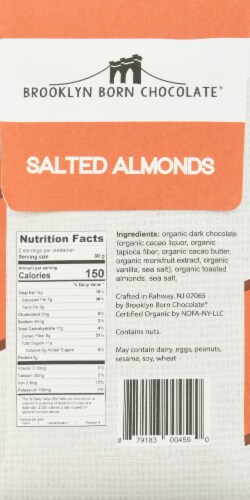 Brooklyn Born Chocolate Keto Dark Chocolate Salted Almonds Bar Perspective: back
