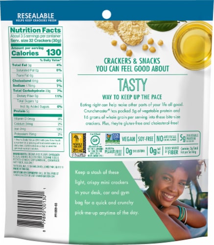 Crunchmaster Protein Sea Salt Snack Crackers Perspective: back