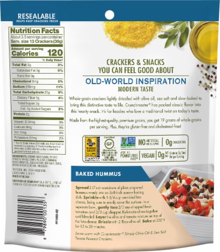 Crunchmaster Gluten Free Simply Olive Oil & Sea Salt Tuscan Peasant Crackers Perspective: back