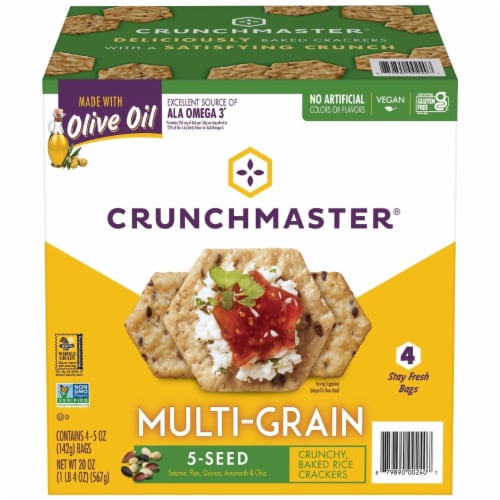 Crunchmaster 5 Seed Multi-Grain Cracker with Olive Oil, 20 Ounce Perspective: back