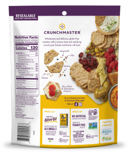 Crunchmaster® Rosemary & Olive Oil Multi-Seed Rice Crackers Party Pack Perspective: back