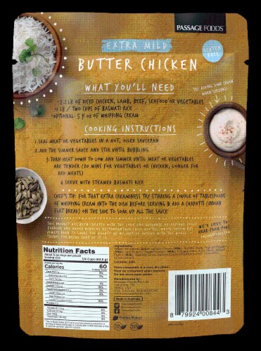 Passage to India Extra Mild Butter Chicken Simmer Sauce Perspective: back