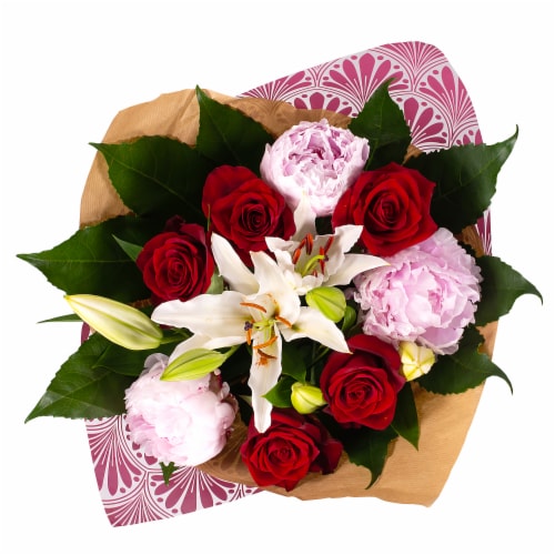 Peony & Rose Fresh Flower Bouquet Perspective: back