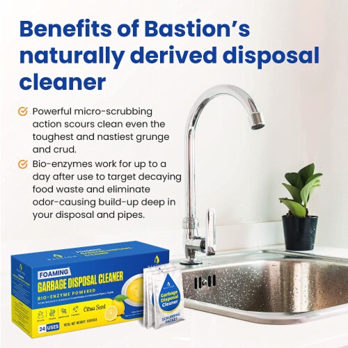 Garbage Disposal Cleaner and Deodorizer - 24-Count (6-Month Supply) Foaming Lemon Scented Perspective: back