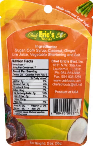 Chef Eric's Best™ Coconut Ginger Busta Candy Perspective: back