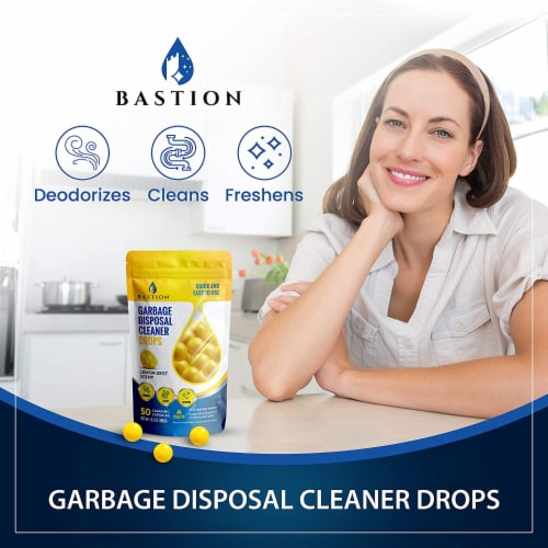 Bastion Garbage Disposal Cleaner and Deodorizer Drops- 50-Count - Lemon Zest Scented Perspective: back