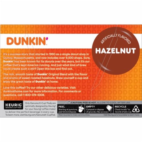 Dunkin'® Hazelnut K-Cup® Coffee Pods Perspective: back