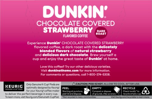 Dunkin'® Chocolate Covered Strawberry Dark Roast K-Cup® Coffee Pods Perspective: back