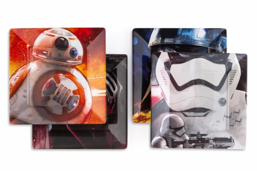 Star Wars Melamine Plate Set - 4 Pieces - Stormtrooper, Kylo Ren, and BB8 Perspective: back