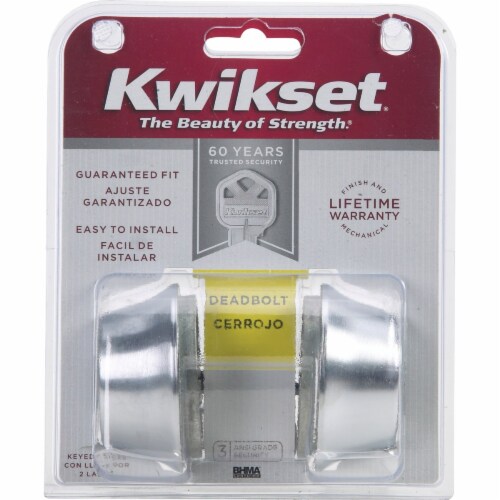 Kwikset Satin Chrome Adjustable Latch Double Cylinder Deadbolt Perspective: back
