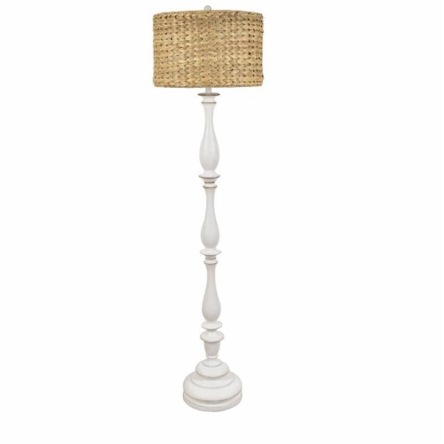 Evolution by Crestview Collection Harper Resin Rattan Floor Lamp in White 1 King Soopers