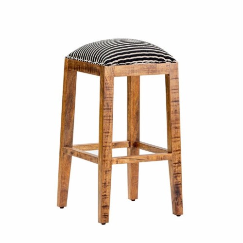 Evolution by Crestview Milly Wood Striped Barstool in Black and White Perspective: back