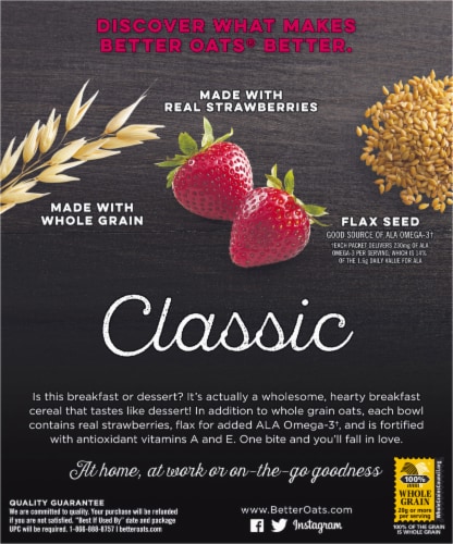 Better Oats® Classic Strawberry & Cream Instant Oatmeal Perspective: back
