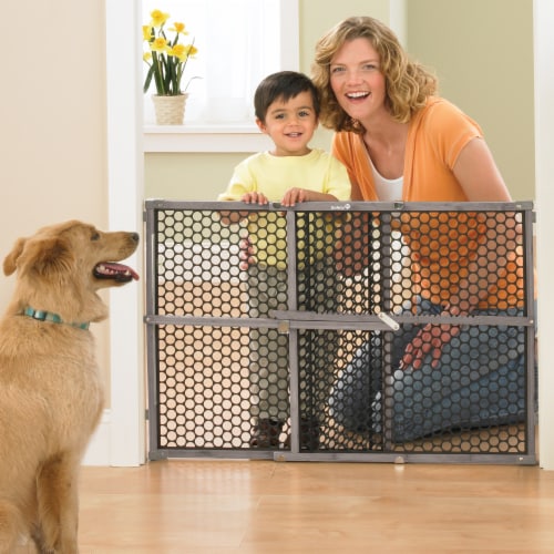 Safety 1st Vintage Grey Wood Doorway Security Gate Perspective: back