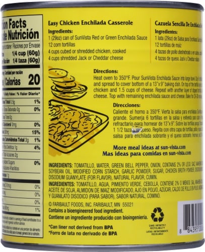 Sun Vista® Mild Green Enchilada Sauce Perspective: back