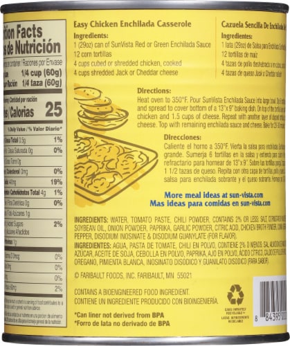 Sun Vista® Mild Red Enchilada Sauce Perspective: back