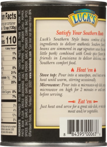 Luck's Southern Style Pinto Beans in Creole Sauce Perspective: back