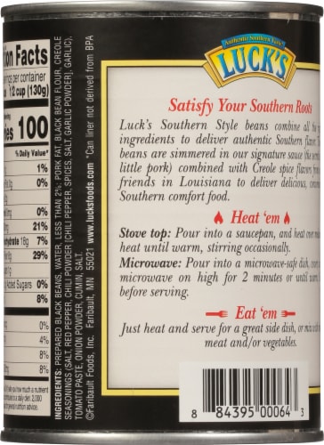 Luck's Southern Style Black Beans in Creole Sauce Perspective: back