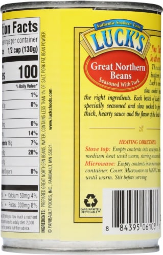 Luck's® Great Northern Beans Seasoned with Pork Perspective: back