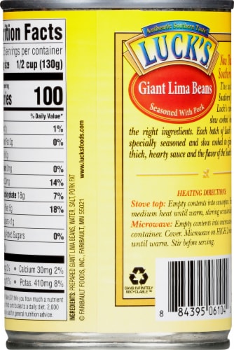 Luck's Giant Lima Beans Seasoned with Pork Perspective: back