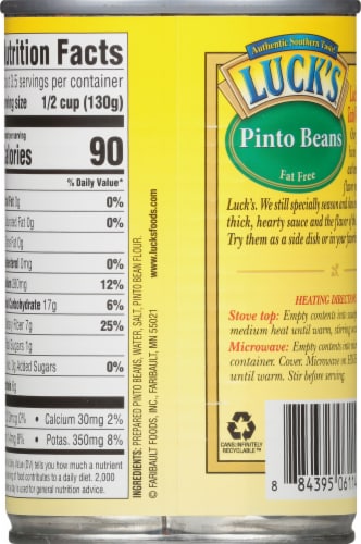 Luck's® Fat Free Pinto Beans Perspective: back