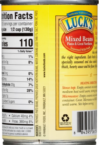 Luck's® Pinto & Great Northern Mixed Beans Seasoned with Pork Perspective: back