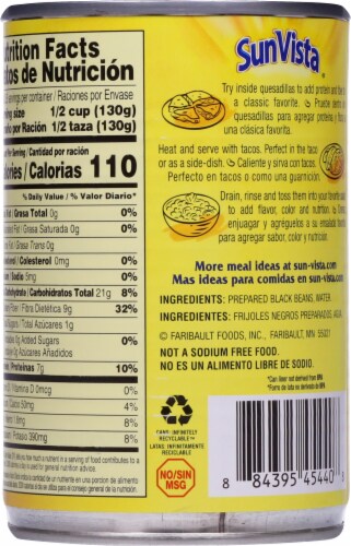 Sun Vista® No Salt Added Black Beans Perspective: back