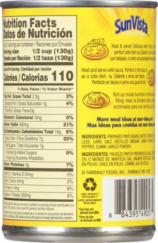 Sun Vista® Refried Beans Perspective: back