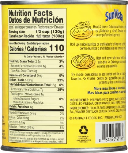 Sun Vista Refried Beans Perspective: back