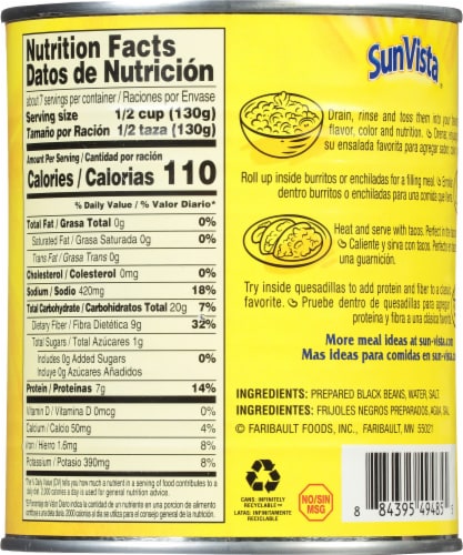 Sun Vista® Black Beans Perspective: back