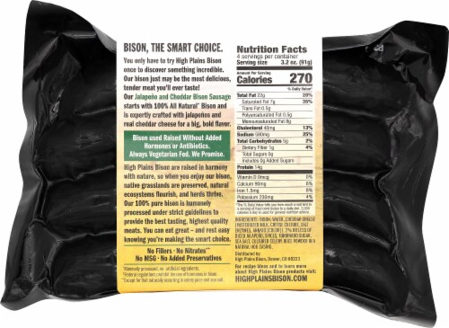High Plains Bison® Jalapeno & Cheddar Sausage Perspective: back