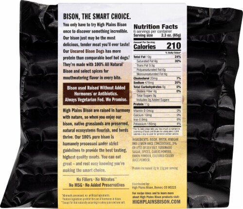 High Plains Bison® Uncured Bison Dogs Perspective: back